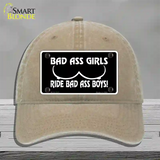 Bad Ass Girls Novelty License Plate Hat Unconstructed Cotton / Khaki