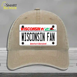 Wisconsin Fan Novelty License Plate Hat Unconstructed Cotton / Khaki