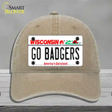 Go Badgers Novelty License Plate Hat Unconstructed Cotton / Khaki