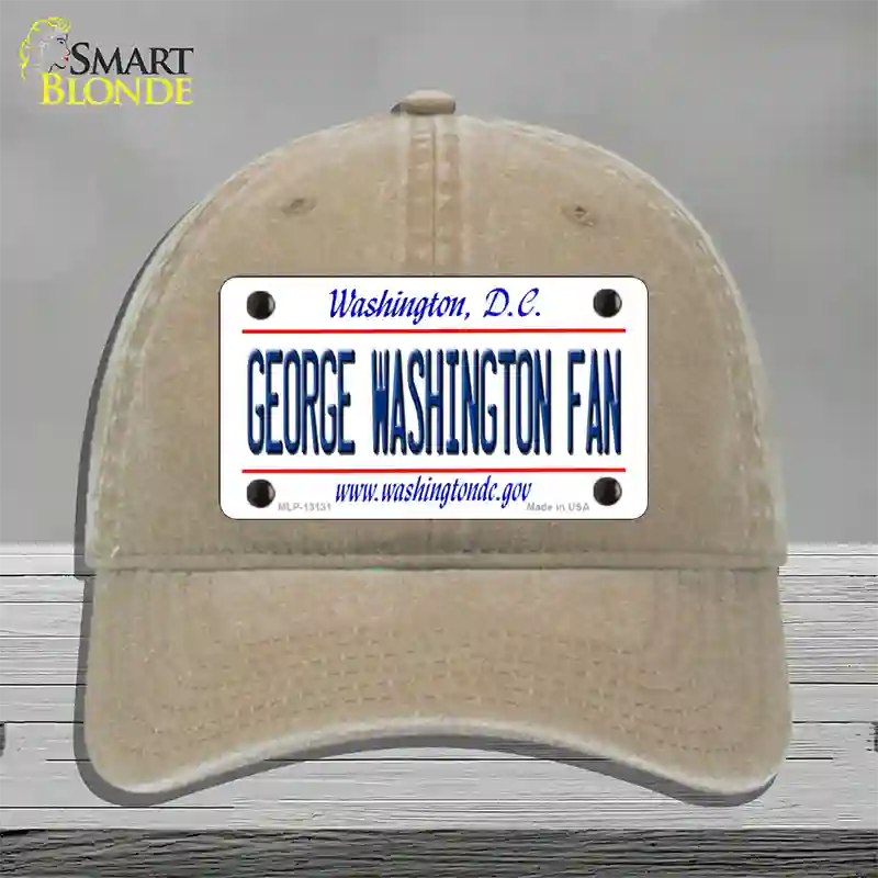 George Washington Fan Novelty License Plate Hat Unconstructed Cotton / Khaki