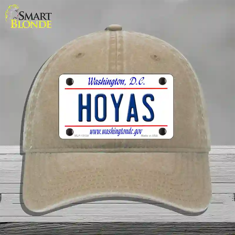 Hoyas Novelty License Plate Hat Unconstructed Cotton / Khaki