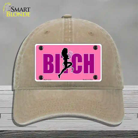 She-Devil Bitch Novelty License Plate Hat Unconstructed Cotton / Khaki