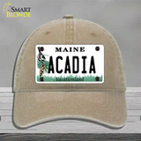 Acadia Maine Novelty License Plate Hat Unconstructed Cotton / Khaki