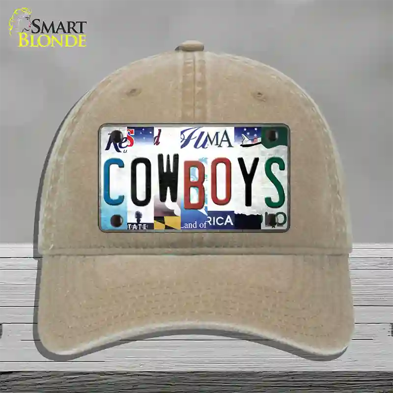 Cowboys Strip Art Novelty License Plate Hat Tag Unconstructed Cotton / Khaki