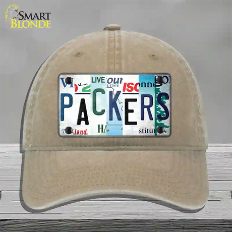 Packers Strip Art Novelty License Plate Hat Tag Unconstructed Cotton / Khaki