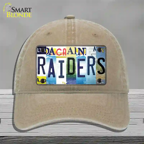 Raiders Strip Art Novelty License Plate Hat Tag Unconstructed Cotton / Khaki