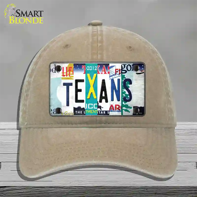 Texans Strip Art Novelty License Plate Hat Tag Unconstructed Cotton / Khaki