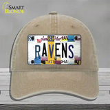 Ravens Strip Art Novelty License Plate Hat Tag Unconstructed Cotton / Khaki