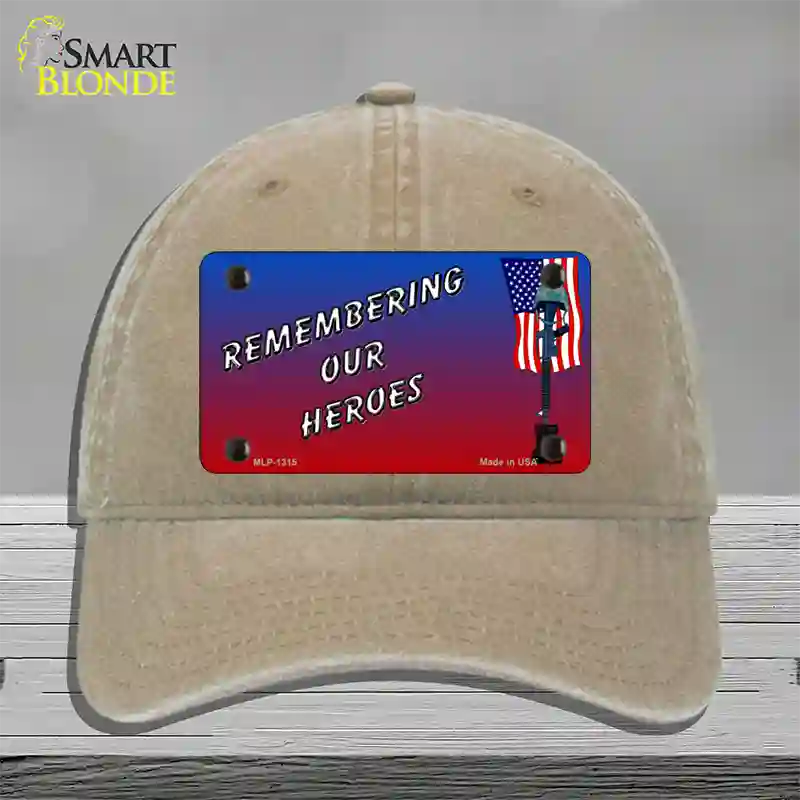 Remembering Our Heroes Novelty License Plate Hat Unconstructed Cotton / Khaki