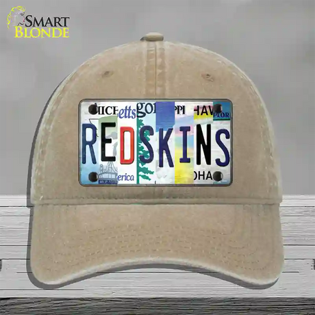 Redskins Strip Art Novelty License Plate Hat Tag Unconstructed Cotton / Khaki