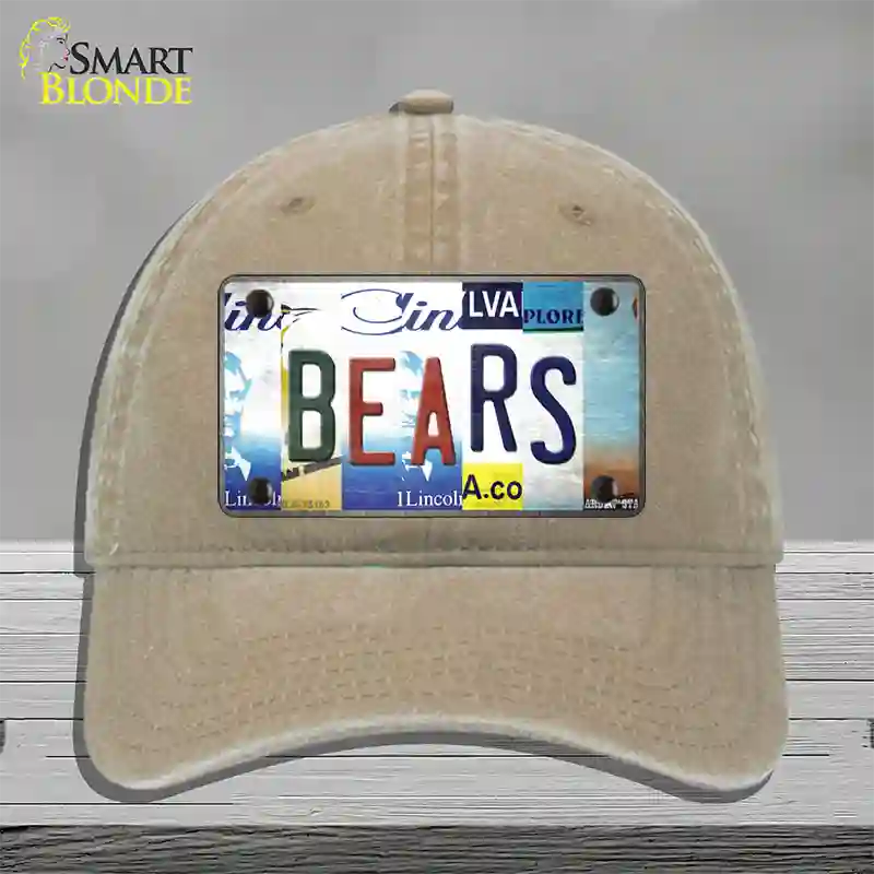 Bears Strip Art Novelty License Plate Hat Tag Unconstructed Cotton / Khaki