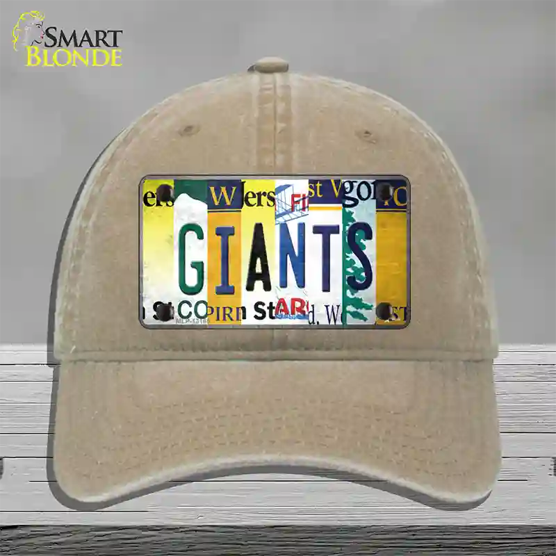 Giants Strip Art Novelty License Plate Hat Tag Unconstructed Cotton / Khaki