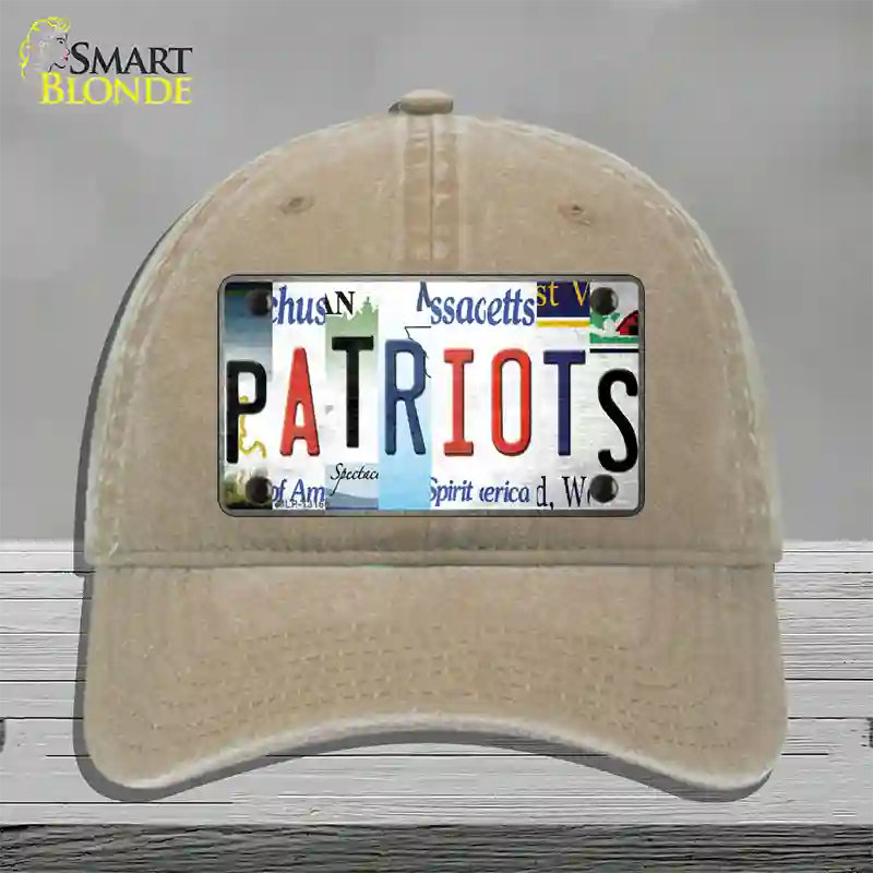 Patriots Strip Art Novelty License Plate Hat Tag Unconstructed Cotton / Khaki