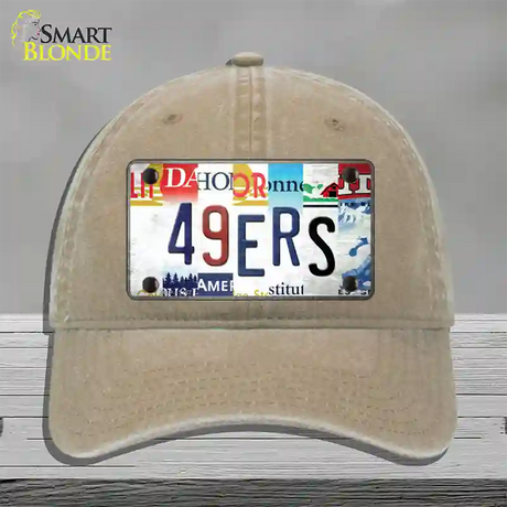 49ers Strip Art Novelty License Plate Hat Tag Unconstructed Cotton / Khaki