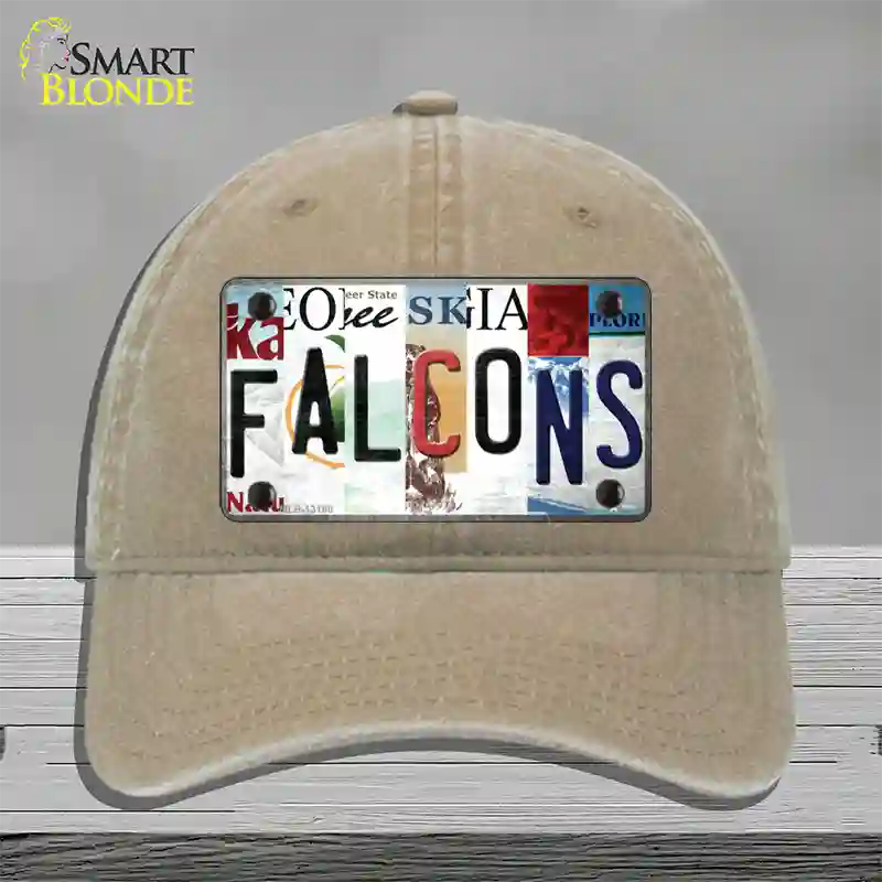 Falcons Strip Art Novelty License Plate Hat Tag Unconstructed Cotton / Khaki