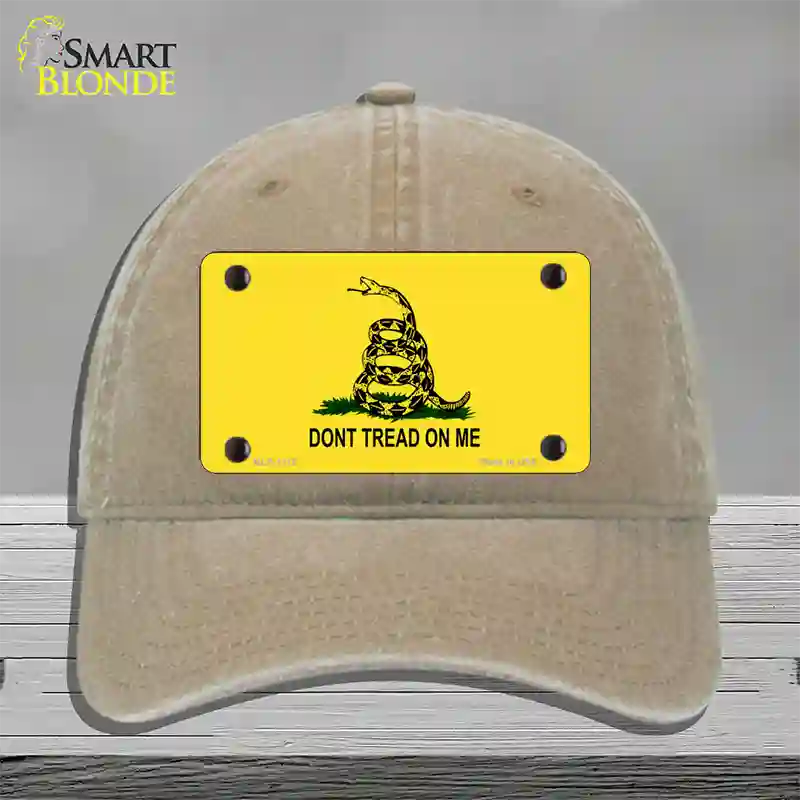 Dont Tread On Me Yellow Novelty License Plate Hat Unconstructed Cotton / Khaki