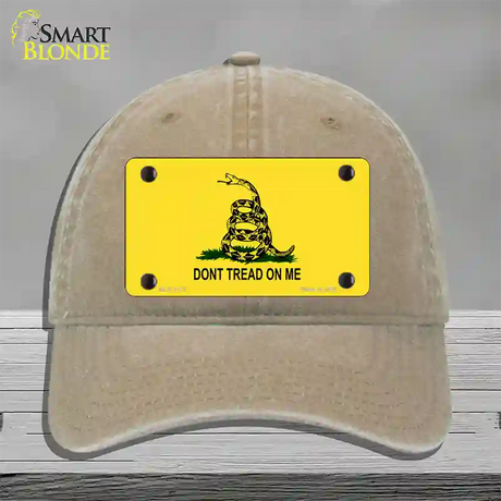 Dont Tread On Me Yellow Novelty License Plate Hat Unconstructed Cotton / Khaki