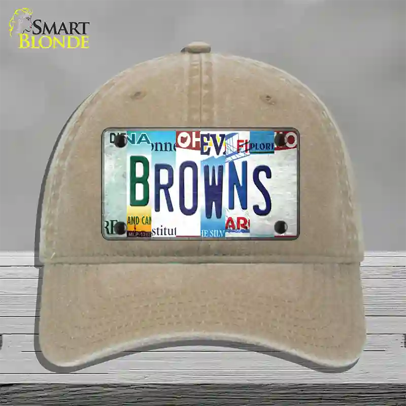 Browns Strip Art Novelty License Plate Hat Tag Unconstructed Cotton / Khaki