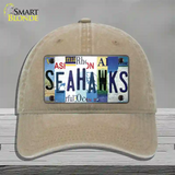 Seahawks Strip Art Novelty License Plate Hat Tag Unconstructed Cotton / Khaki