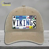 Vikings Strip Art Novelty License Plate Hat Tag Unconstructed Cotton / Khaki