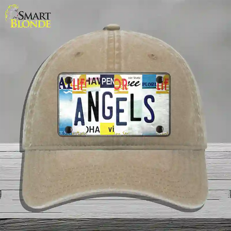 Angels Strip Art Novelty License Plate Hat Tag Unconstructed Cotton / Khaki