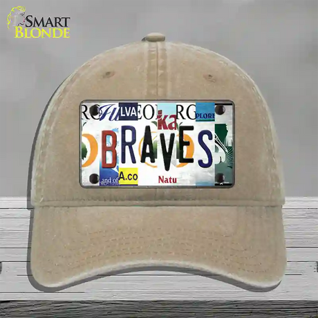 Braves Strip Art Novelty License Plate Hat Tag Unconstructed Cotton / Khaki