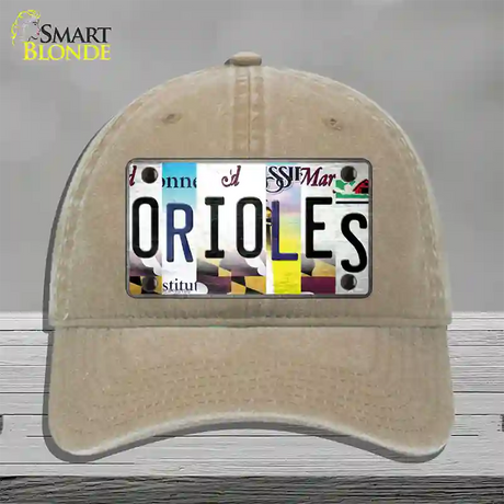 Orioles Strip Art Novelty License Plate Hat Tag Unconstructed Cotton / Khaki