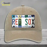 Red Sox Strip Art Novelty License Plate Hat Tag Unconstructed Cotton / Khaki