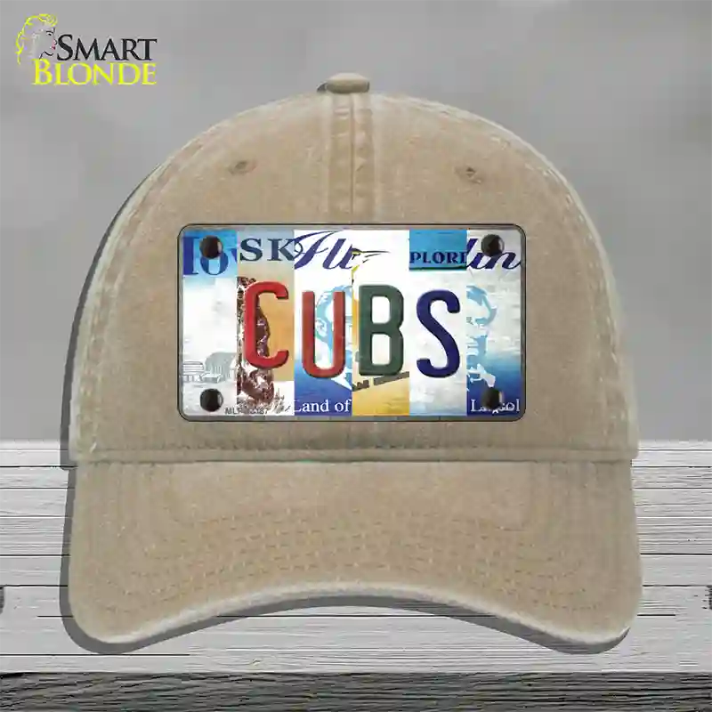 Cubs Strip Art Novelty License Plate Hat Tag Unconstructed Cotton / Khaki