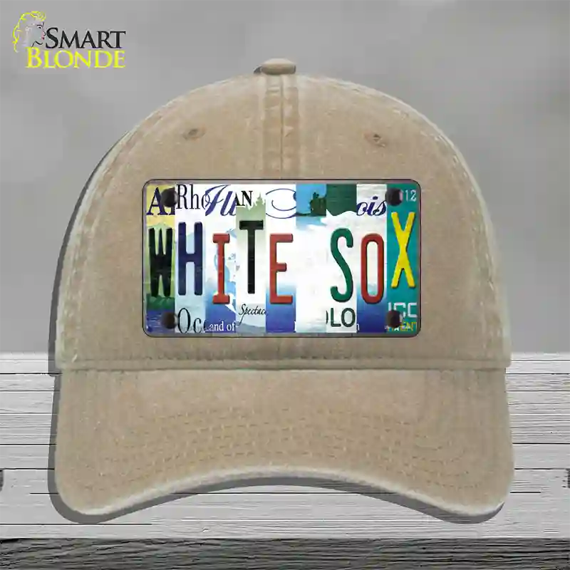 White Sox Strip Art Novelty License Plate Hat Tag Unconstructed Cotton / Khaki