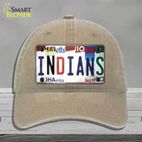 Indians Strip Art Novelty License Plate Hat Tag Unconstructed Cotton / Khaki