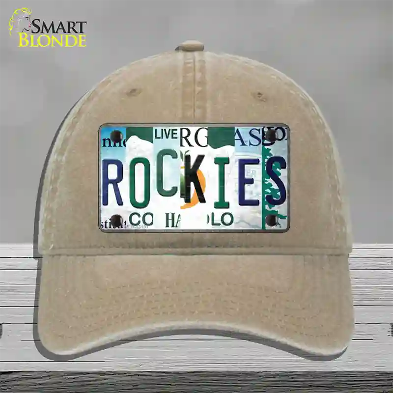 Rockies Strip Art Novelty License Plate Hat Tag Unconstructed Cotton / Khaki