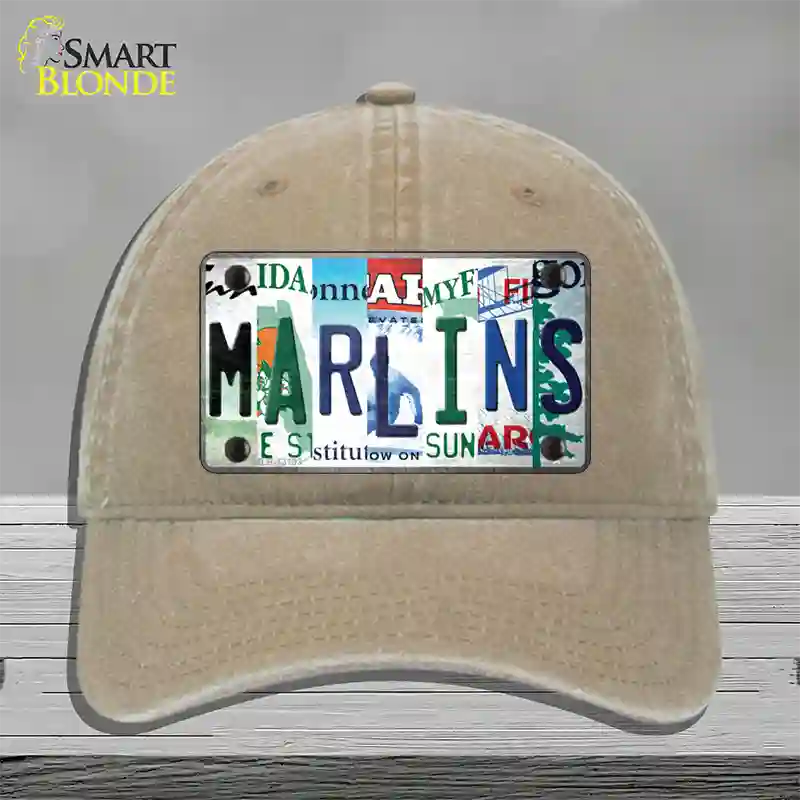 Marlins Strip Art Novelty License Plate Hat Tag Unconstructed Cotton / Khaki