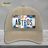 Astros Strip Art Novelty License Plate Hat Tag Unconstructed Cotton / Khaki