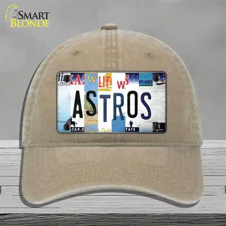 Astros Strip Art Novelty License Plate Hat Tag Unconstructed Cotton / Khaki