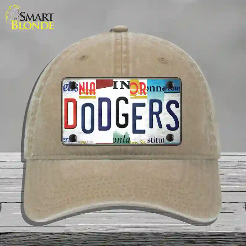 Dodgers Strip Art Novelty License Plate Hat Tag Unconstructed Cotton / Khaki