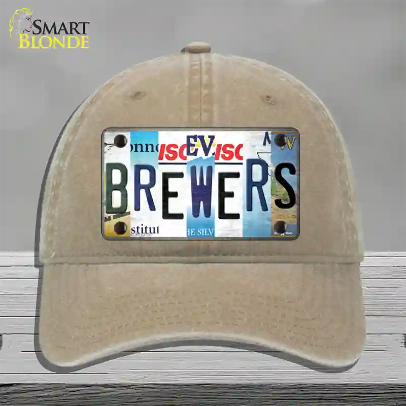 Brewers Strip Art Novelty License Plate Hat Tag Unconstructed Cotton / Khaki