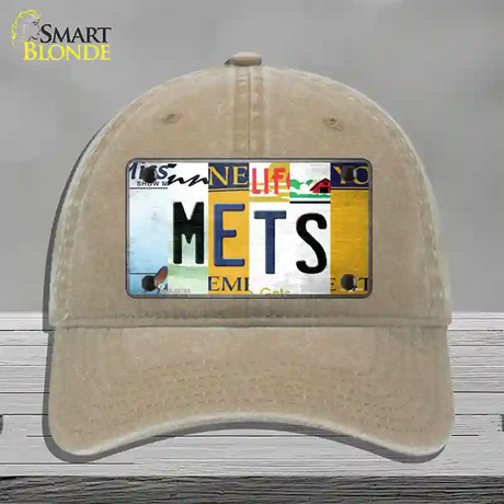 Mets Strip Art Novelty License Plate Hat Tag Unconstructed Cotton / Khaki