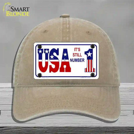 USA Still 1 Novelty License Plate Hat Unconstructed Cotton / Khaki