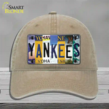 Yankees Strip Art Novelty License Plate Hat Tag Unconstructed Cotton / Khaki