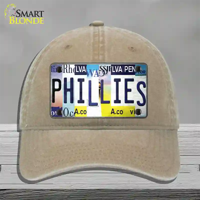 Phillies Strip Art Novelty License Plate Hat Tag Unconstructed Cotton / Khaki