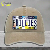 Phillies Strip Art Novelty License Plate Hat Tag Unconstructed Cotton / Khaki