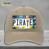 Pirates Strip Art Novelty License Plate Hat Tag Unconstructed Cotton / Khaki