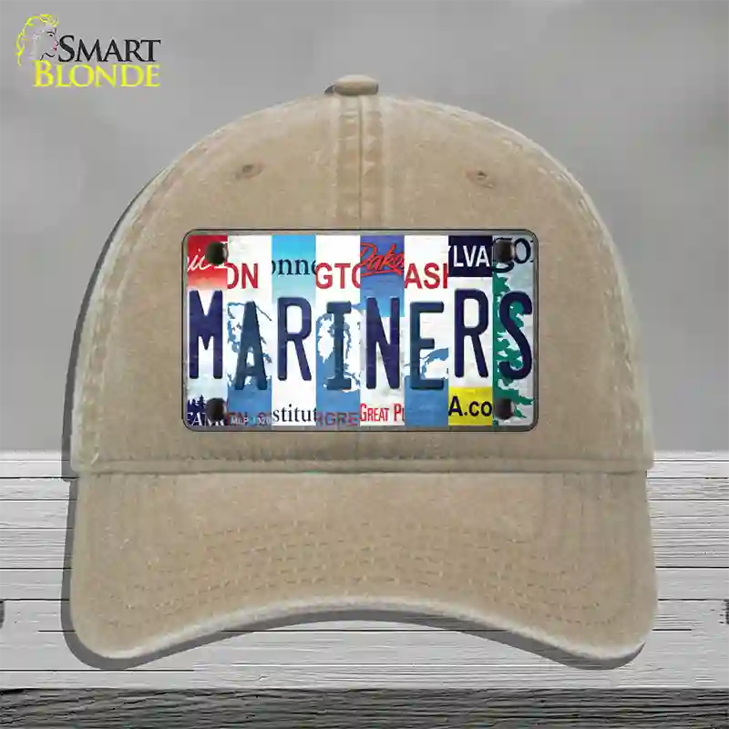 Mariners Strip Art Novelty License Plate Hat Tag Unconstructed Cotton / Khaki