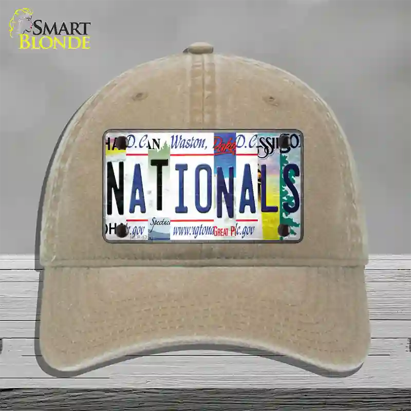 Nationals Strip Art Novelty License Plate Hat Tag Unconstructed Cotton / Khaki