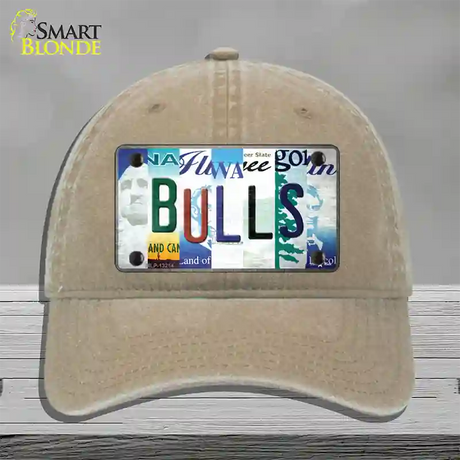 Bulls Strip Art Novelty License Plate Hat Tag Unconstructed Cotton / Khaki