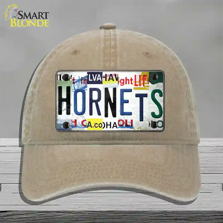 Hornets Strip Art Novelty License Plate Hat Tag Unconstructed Cotton / Khaki