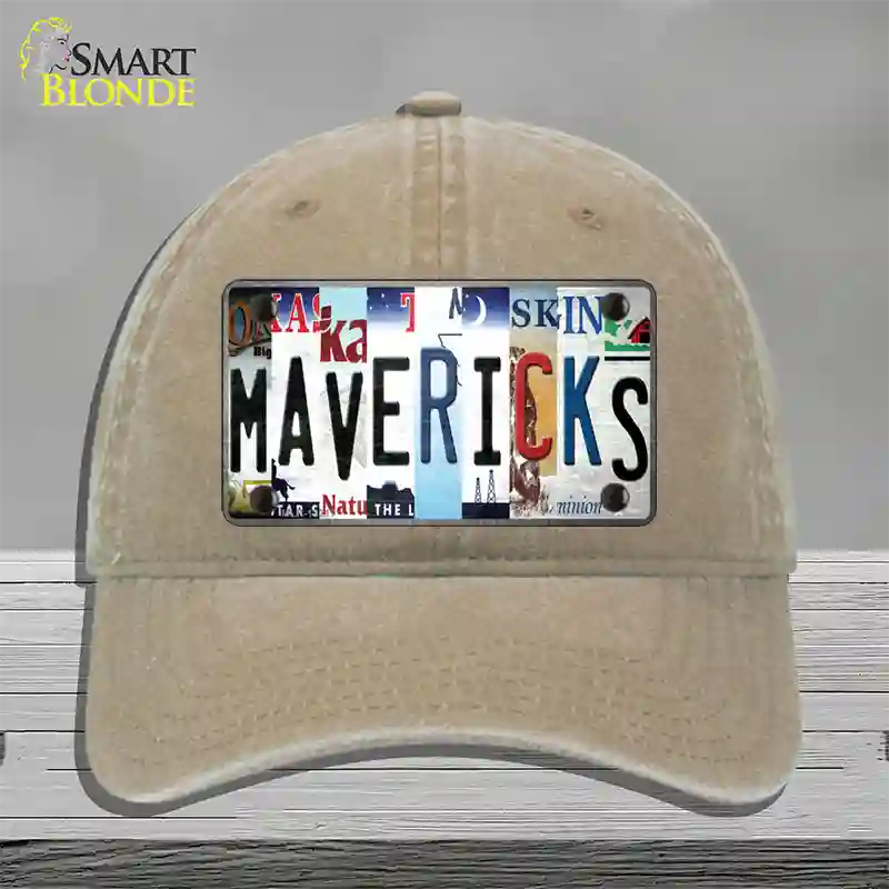 Mavericks Strip Art Novelty License Plate Hat Tag Unconstructed Cotton / Khaki