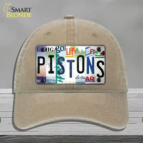 Pistons Strip Art Novelty License Plate Hat Tag Unconstructed Cotton / Khaki