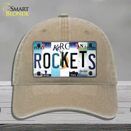 Rockets Strip Art Novelty License Plate Hat Tag Unconstructed Cotton / Khaki